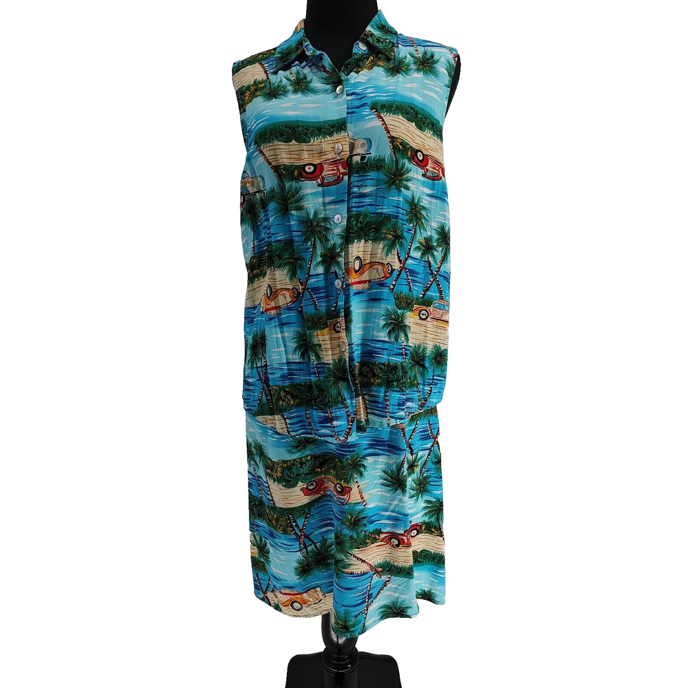 Impressions Lifestyle Woman's Hawaii Set Shirt Button Up Size Large Skirt XLarge